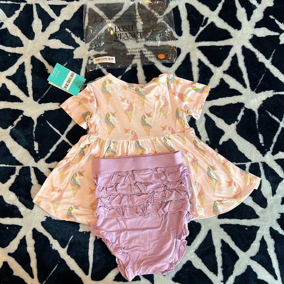 Posh peanut unicorn ice cream cone 2 piece bummy set - Picture 2 of 3